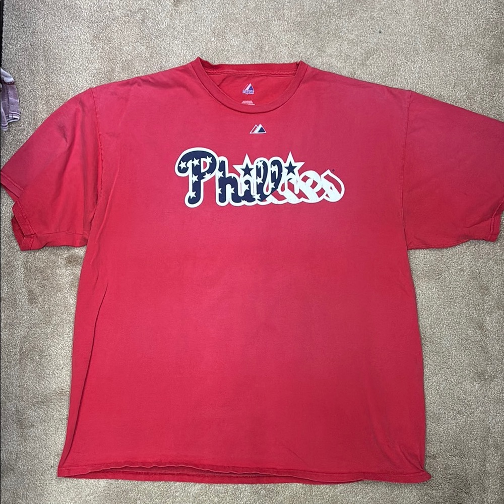 Majestic Red Phillies Short Sleeve Tee